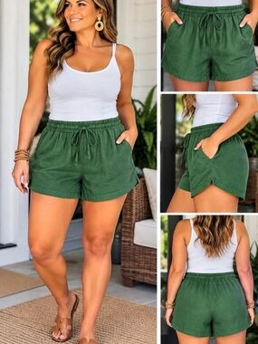 Forest Green High Waist Shorts